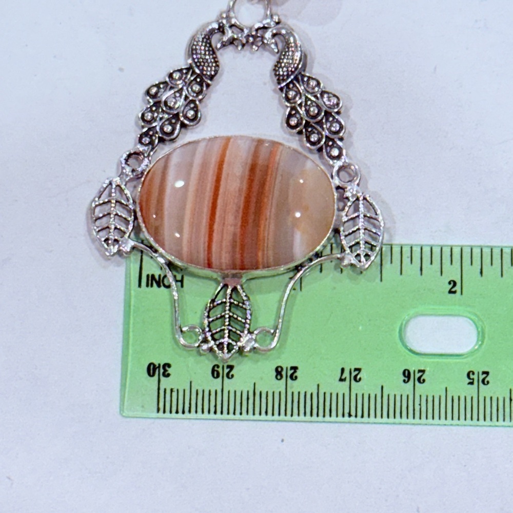 🆕 Natural Botswana Agate Gemstone Big Pendant In Sterling Silver 🆕 - Picture 8 of 11
